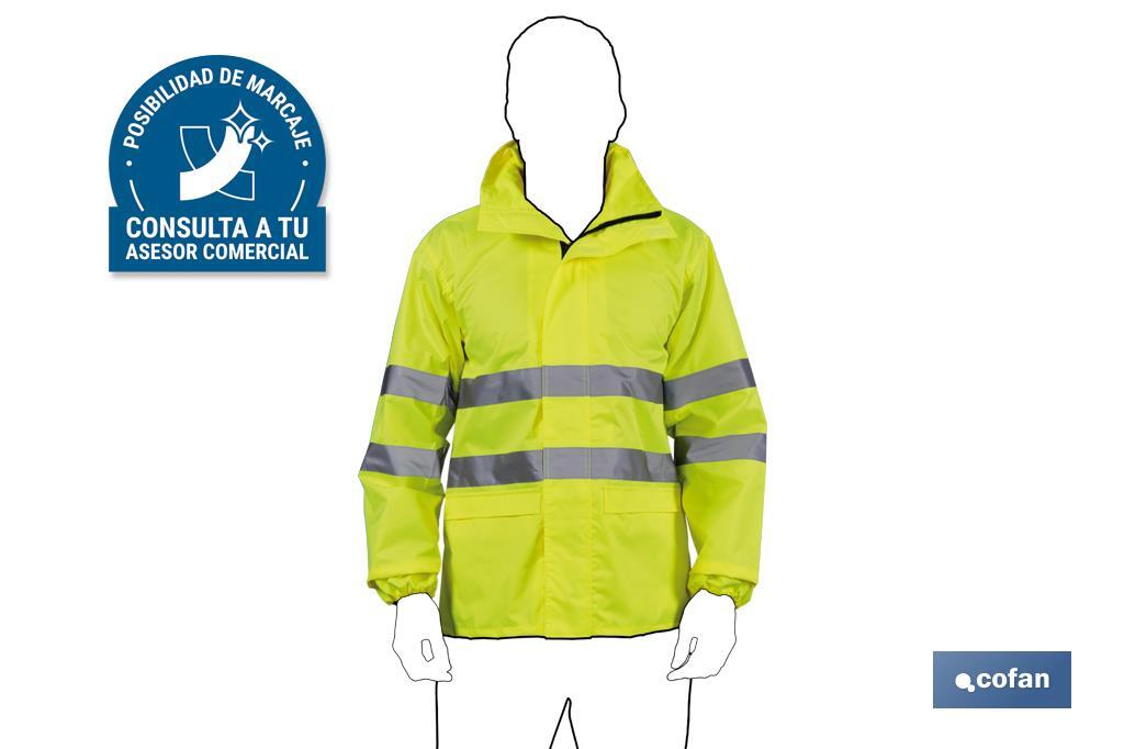 CHAQUETA DE LLUVIA DE ALTA VISIBILIDAD MODELO PÓLUX AMARILLA TALLA L