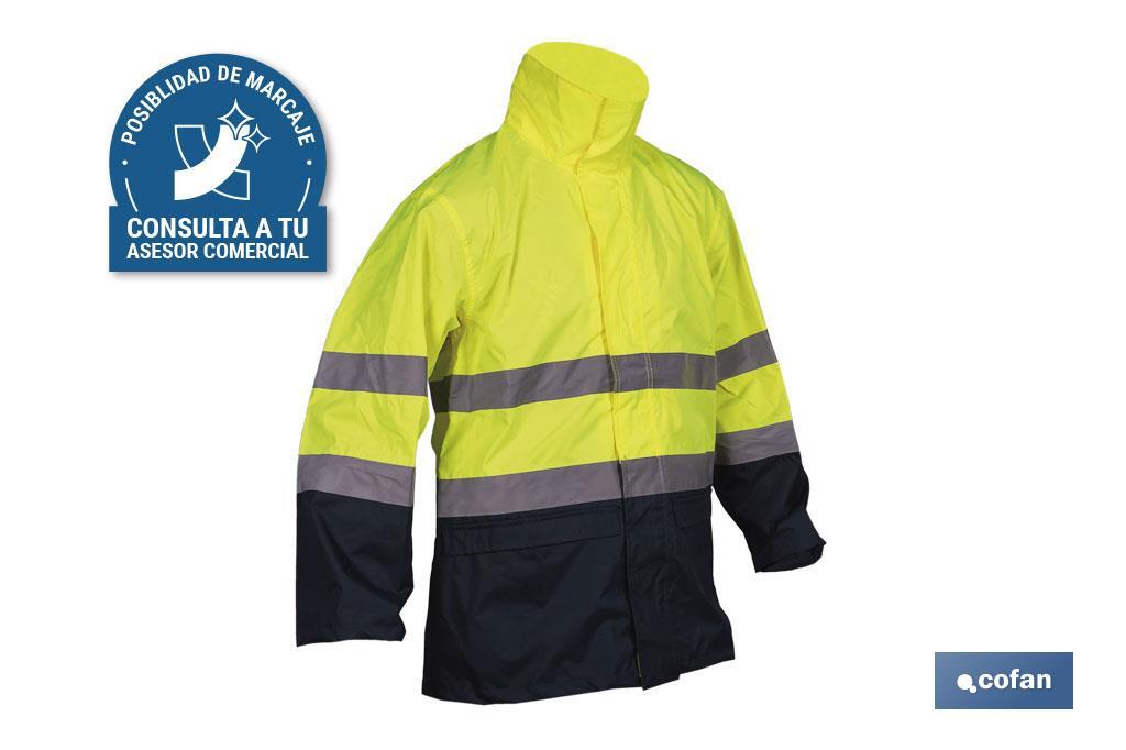 CHAQUETA DE LLUVIA DE ALTA VISIBILIDAD MODELO SAGITARIO AMARILLA Y AZUL TALLA S (PACK: 1 UDS)