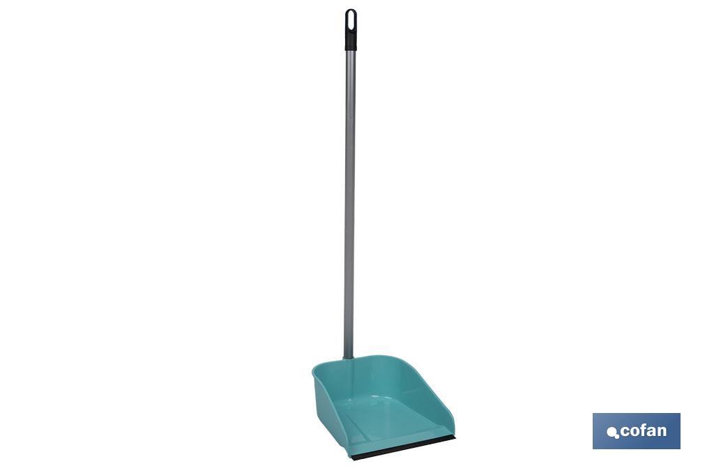 RECOGEDOR FIJO CON GOMA Y  MANGO METALICO VERDE AGUA 25 X 23.5 X 85 CM (PACK: 1 UDS)