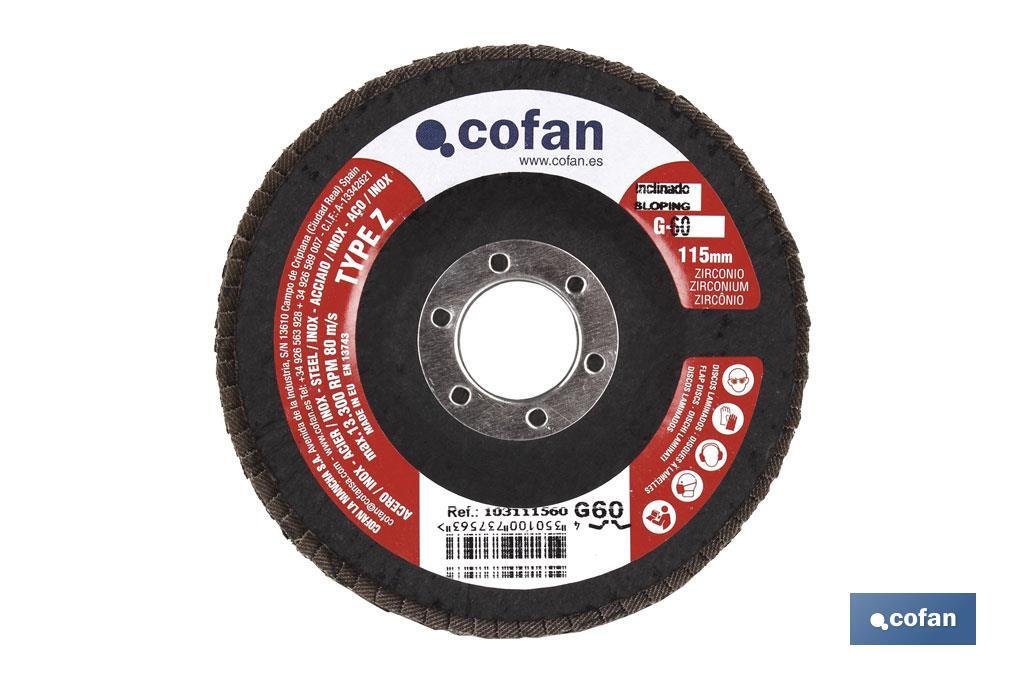 DISCO LAMINADO ESTANDAR INCLINADO 115 MM. G-60 ZIRCONIO (PACK: 5 UDS)
