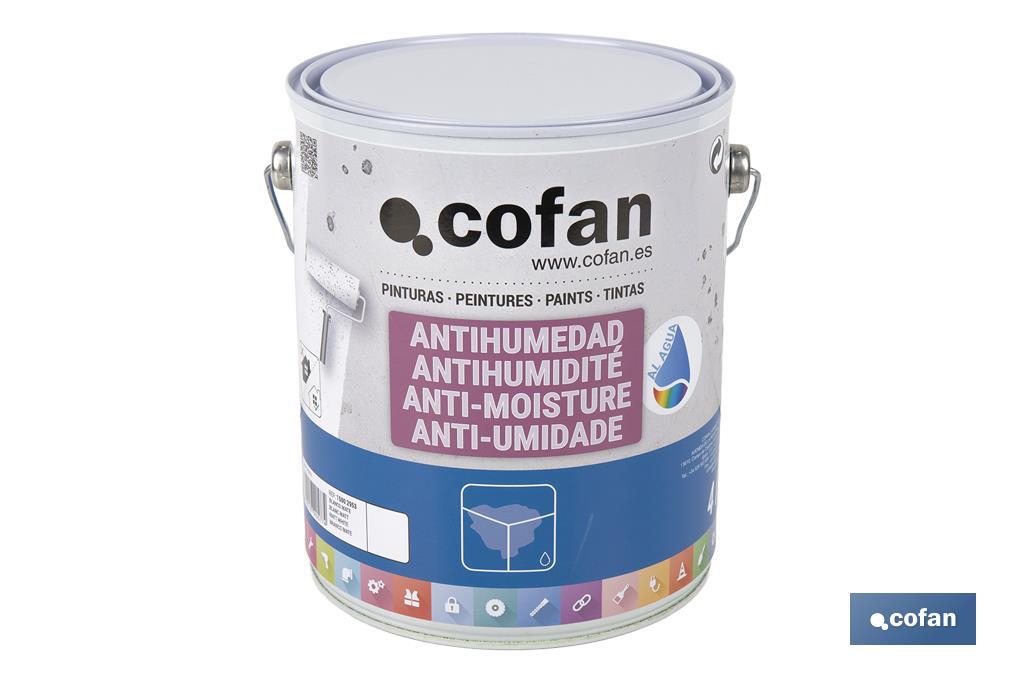 Pintura antihumedad al agua en blanco mate | Solución para paredes y techos | Diferentes capacidades