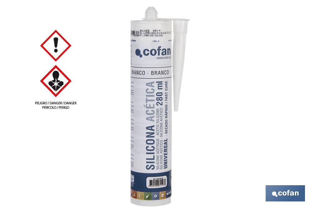 Silicona Acética Universal | Color: Transparente, Blanco, Gris y/o Negro | Envase de 280 ml
