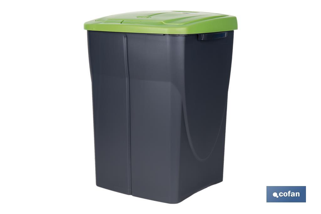 Cubo de basura verde para reciclar materiales de vidrio | Tres medidas y capacidades diferentes