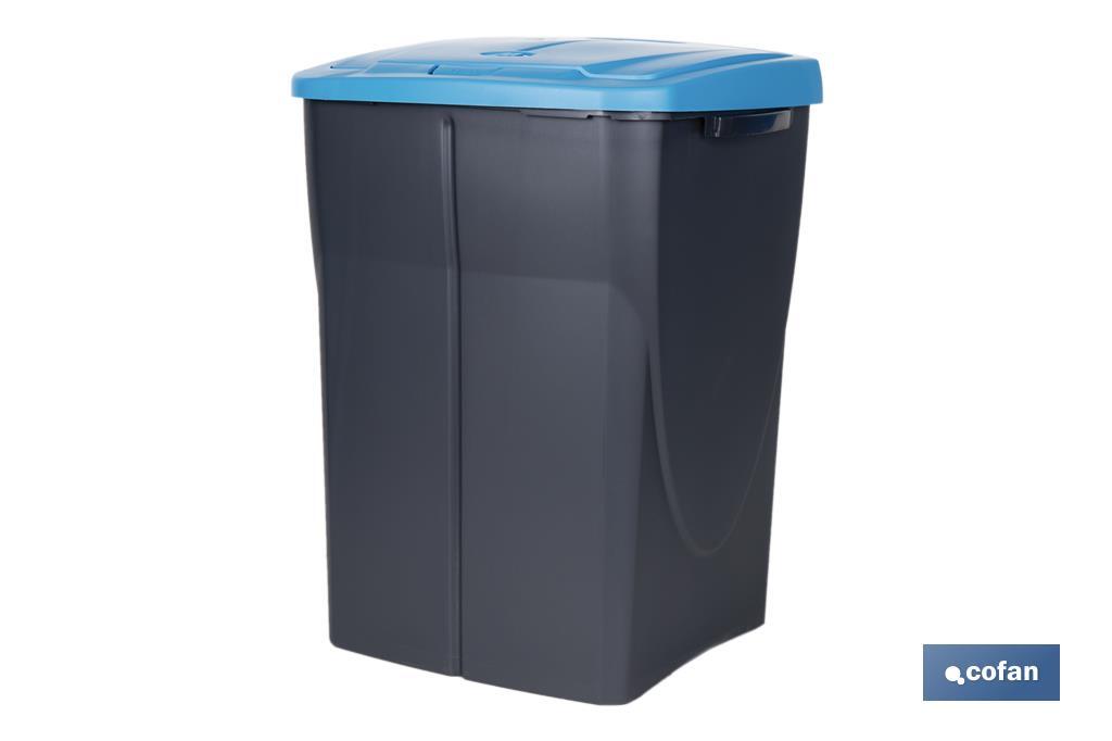 Cubo de basura azul para reciclar materiales de papel y cartón | Tres medidas y capacidades diferentes