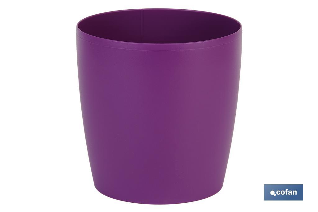 Maceta de plástico redonda color morado | Especial para plantas y flores | Perfecta para colocar en exterior o en interior